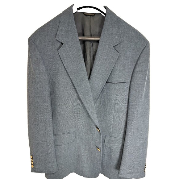 WTG Lacrosse Elegant Blue Blazer Jacket Sport Coat Gold Button Size 48L - Picture 3 of 10